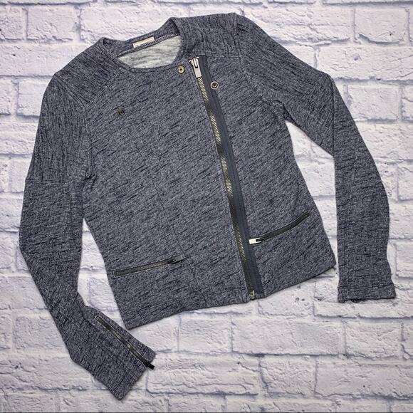 Gap Zip Up Moto Jacket in Heathered Blue - Picture 1 of 9